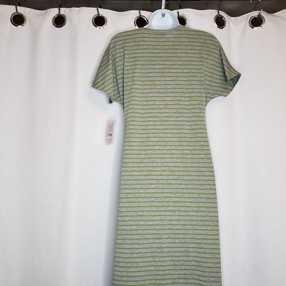 NEW Lularoe Stripe Maria Maxi Dress Sz XS Green Gray T-Shirt Dress - Picture 3 of 5